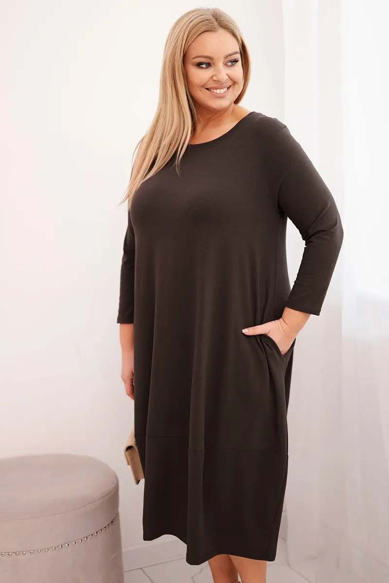 Plus size midi šaty s vreckami