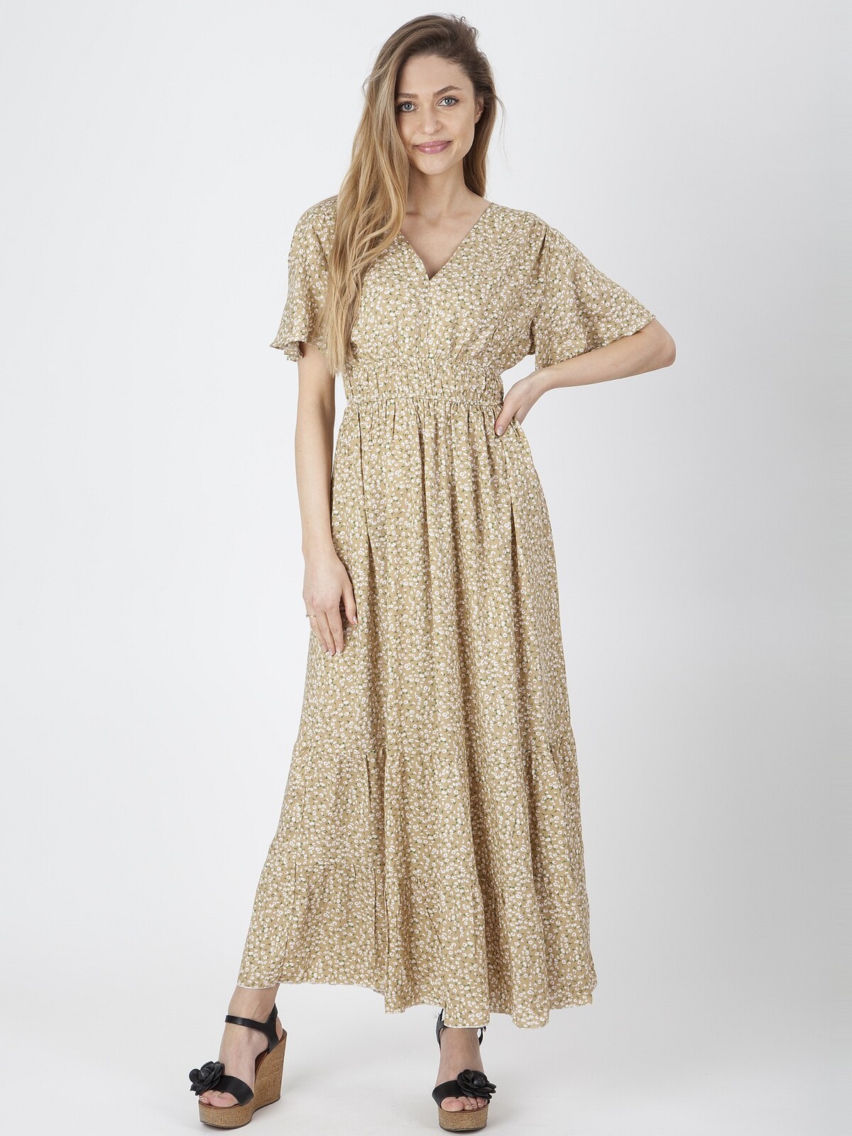 PERSO Woman's Women's dress with a floral motif cinched at the waist