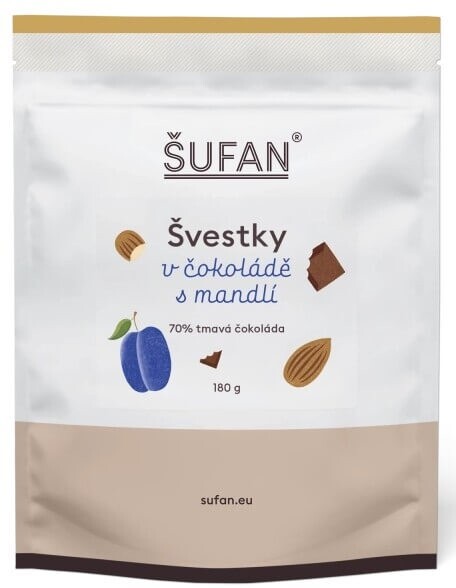 Šufan švestky v čokoládě 70% tmavá čokoláda 180 g
