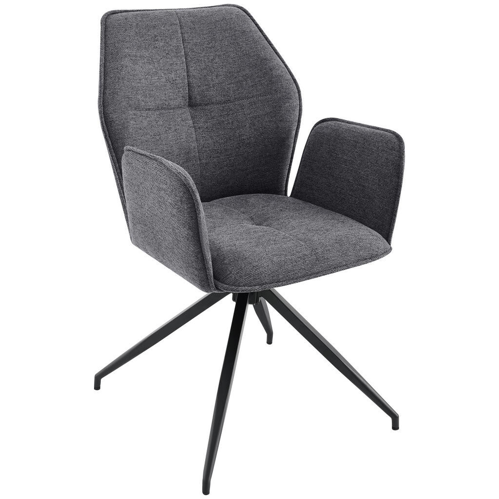 Carryhome STOLIČKA S PODRÚČKAMI, železo, tkaná textília, čierna, tmavosivá