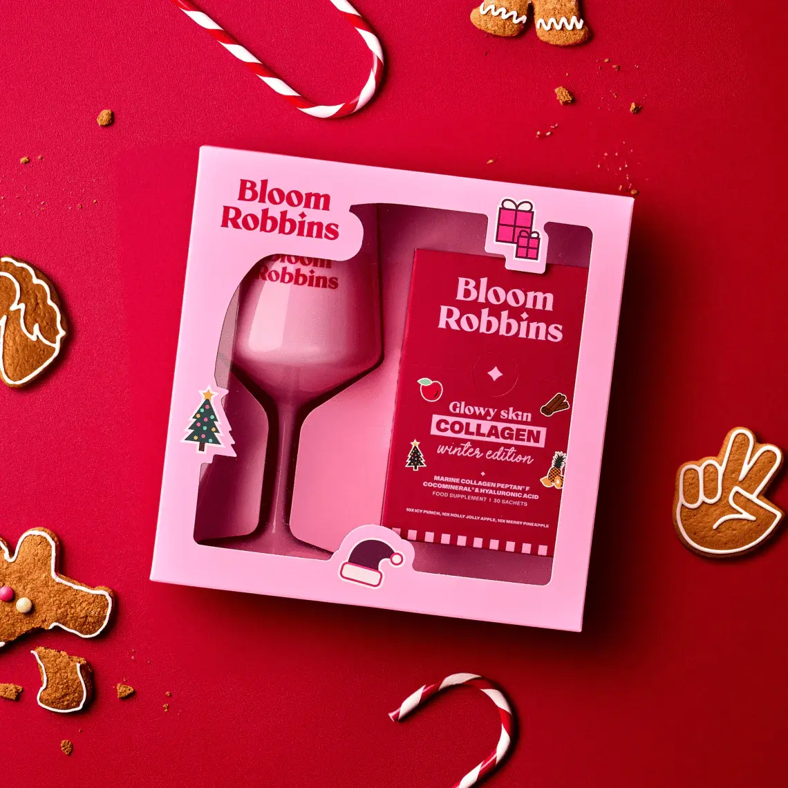 BLOOM ROBBINS Vianočný glowy skin kolagín s pohárom