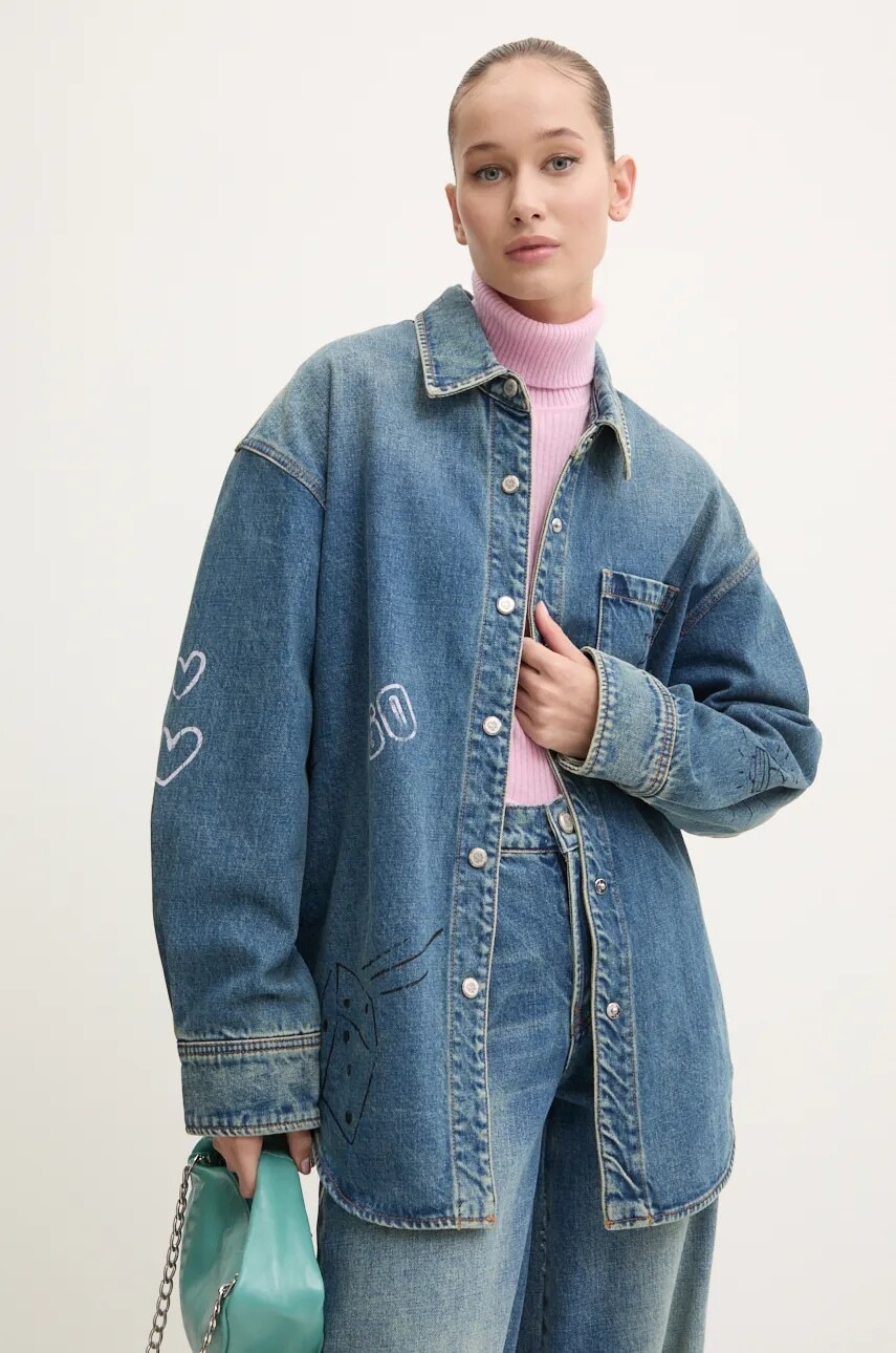 Rifľová bunda Miss Sixty x Keith Haring 6L3XJ2430000 dámska, prechodná, oversize, 6L3XJ2430000