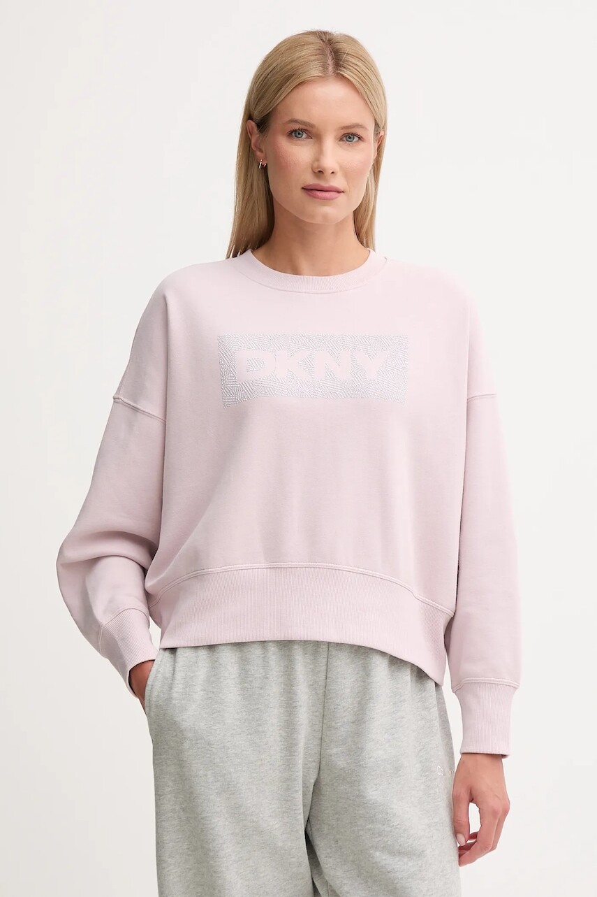 Mikina Dkny dámska, ružová farba, melanžová, DP4T1041