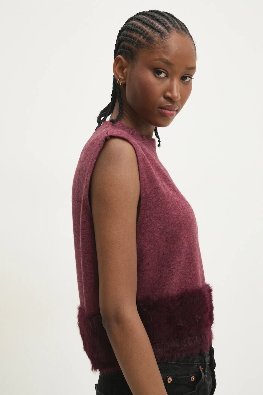 Vlnená vesta Answear.LAB bordová farba