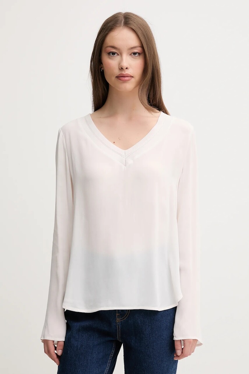 Blúzka Sisley béžová farba, jednofarebné, 5IDTLQ08F