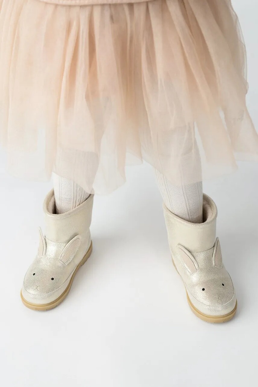 Detské zimné kožené topánky Donsje Xelly Boots Bunny strieborná farba, 2031701