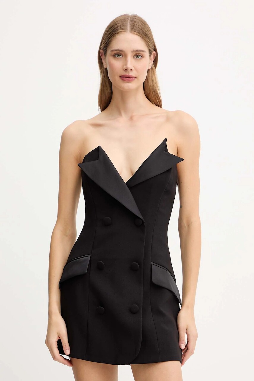 Šaty Bardot čierna farba, mini, priliehavé, 60070DB