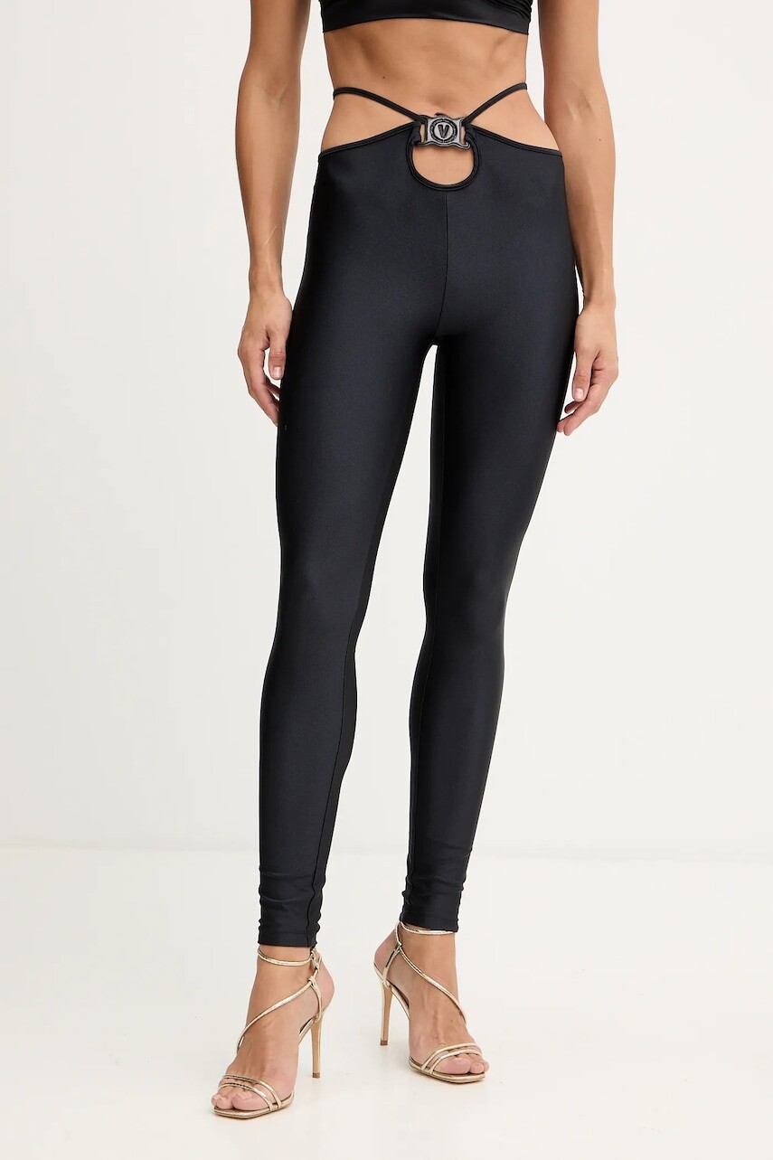 Legíny Versace Jeans Couture čierna farba, s nášivkou, 79HAC108 N0008