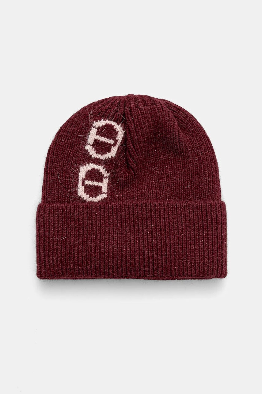 Čiapka s prímesou vlny Twinset bordová farba, 252TO5201