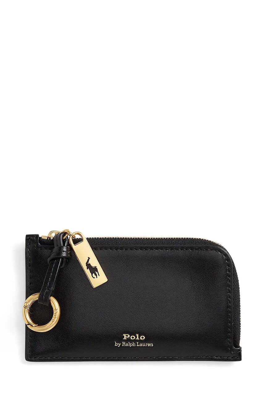 Kožená peňaženka Polo Ralph Lauren čierna farba, 427P04988