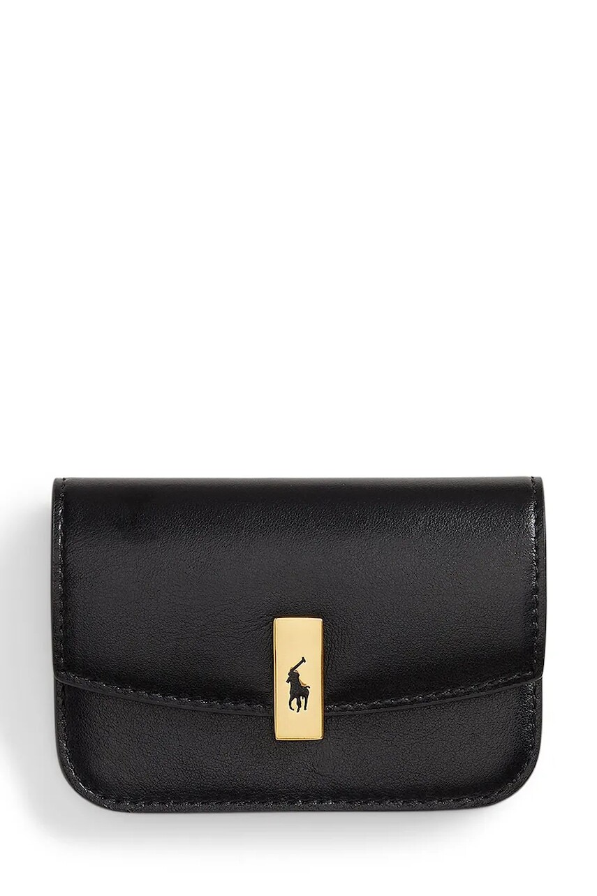 Kožená peňaženka Polo Ralph Lauren čierna farba, 427P04990