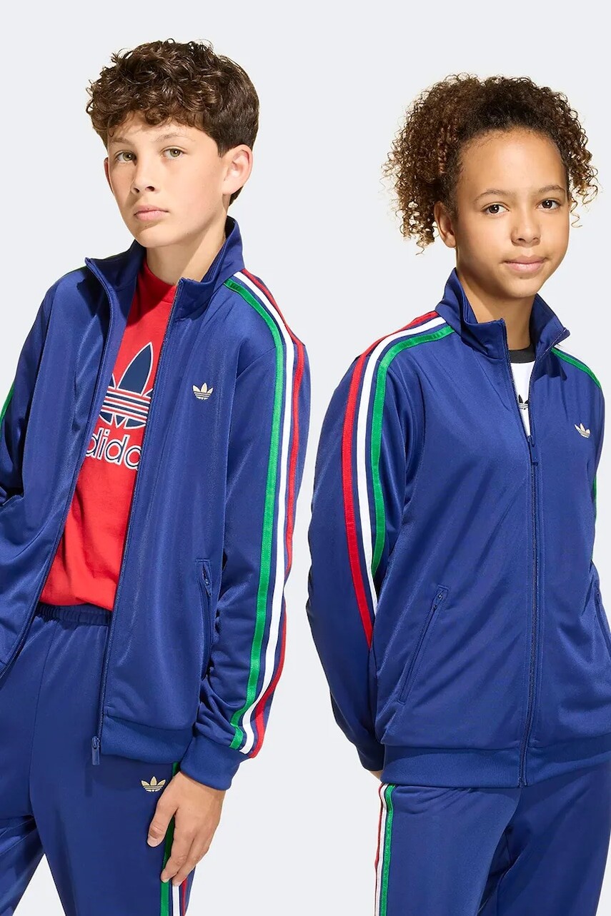 Detská mikina adidas Originals modrá farba, vzorovaná, KC7052