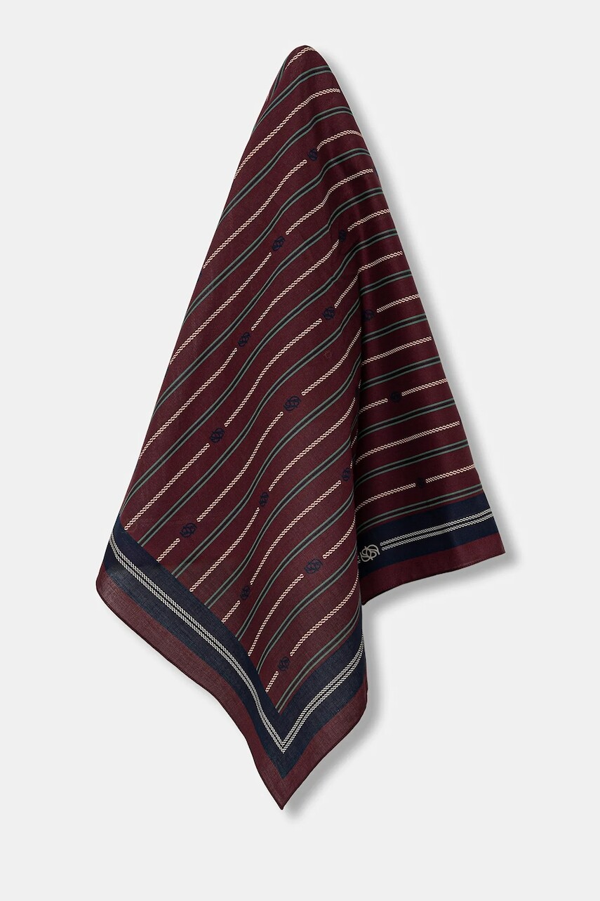 Bavlnená šatka Drôle de Monsieur Le Foulard Rayure Monogramme červená farba, vzorovaná, I.BA021.CO128