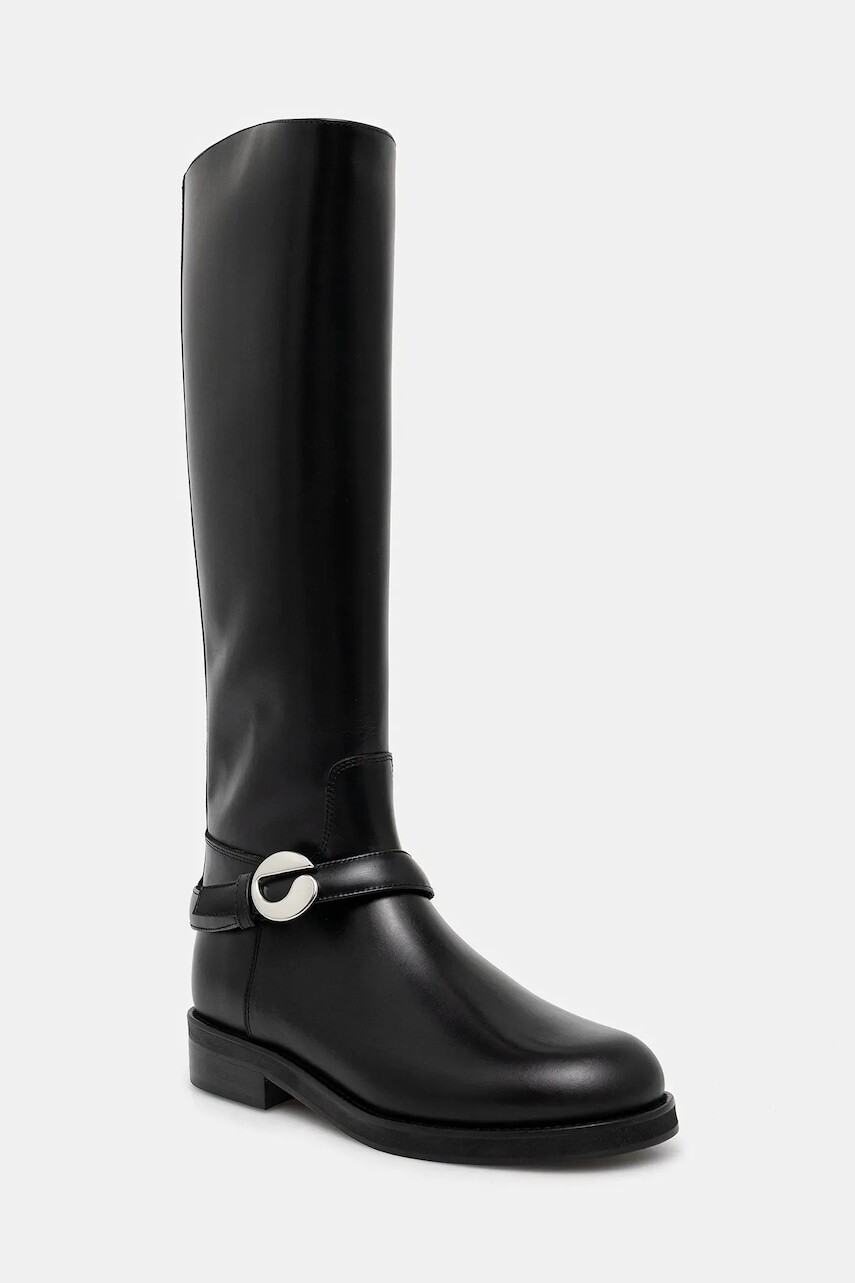 Kožené čižmy Coperni Belt Cavalier čierna farba, na plochom podpätku, COPSH85F6058