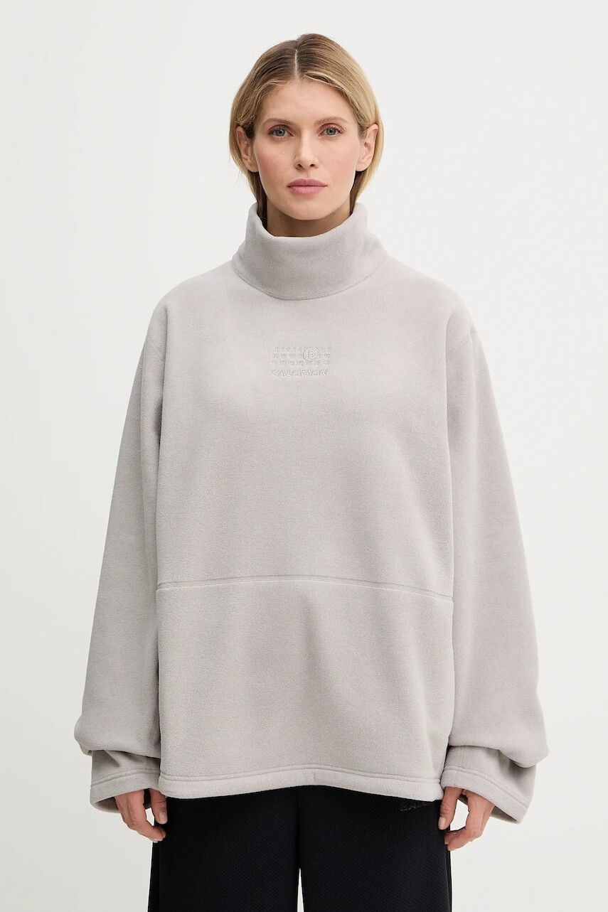 Fleecová mikina MM6 Maison Margiela x Salomon šedá farba, jednofarebná, S52NH0035.M20140.858