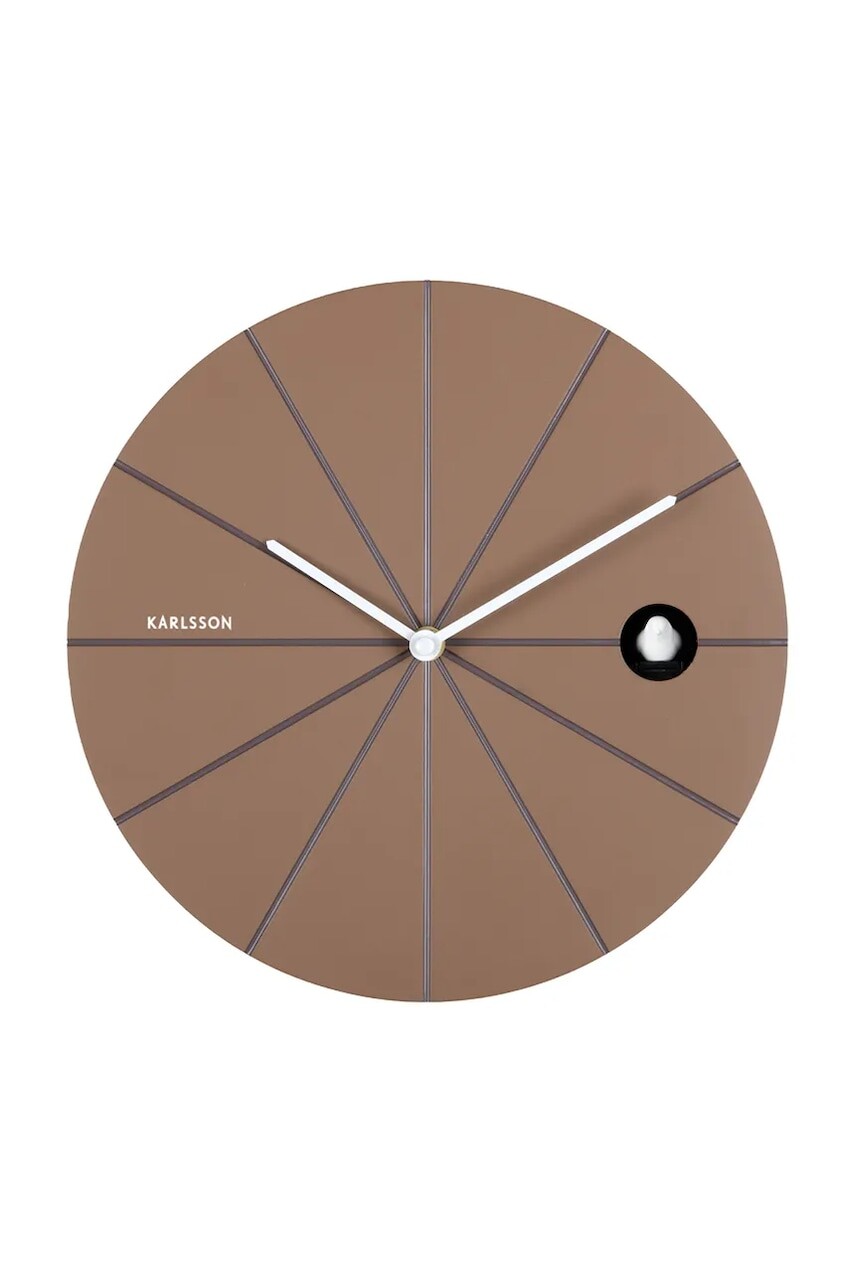 Nástenné hodiny s kukučkou Karlsson Destacado Cuckoo 28 cm hnedá farba