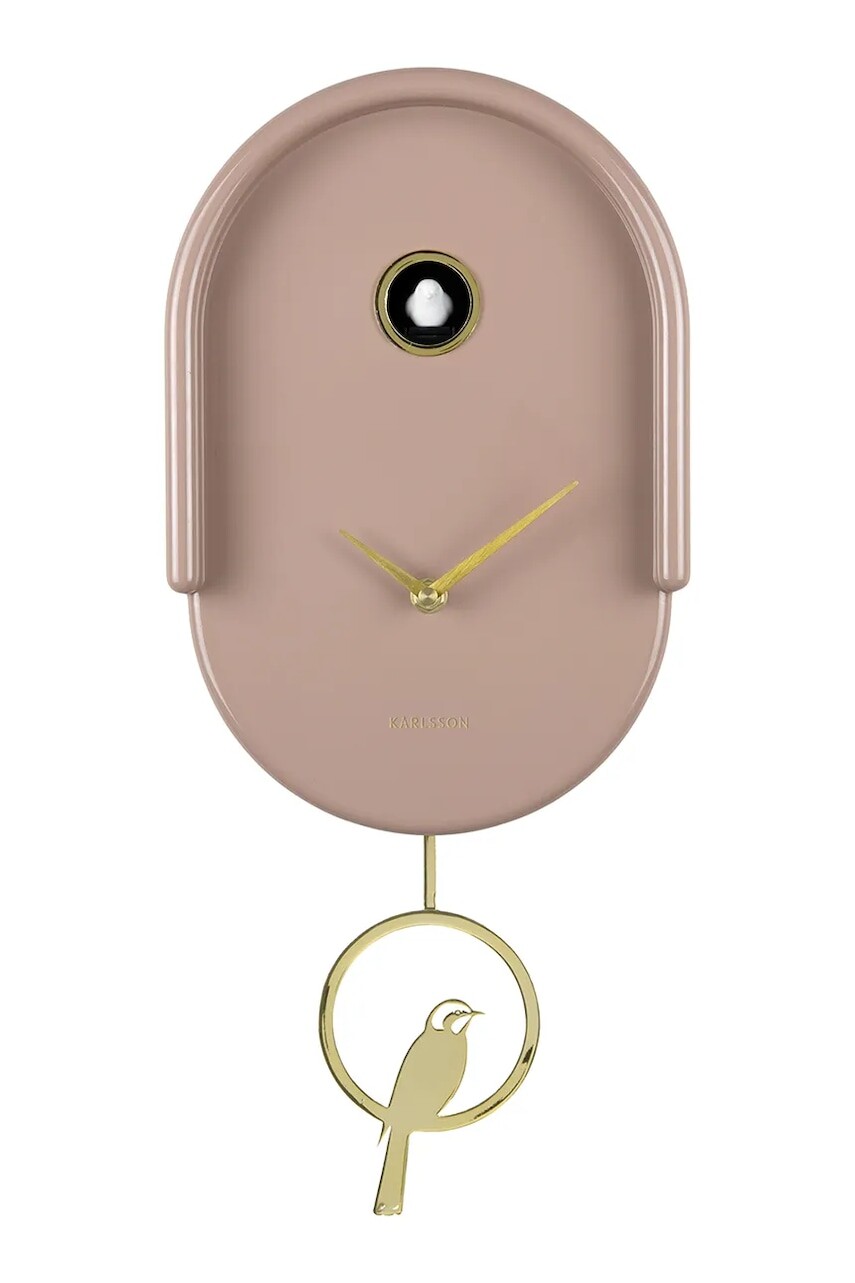 Nástenné hodiny s kukučkou Karlsson Tweet 42 cm hnedá farba