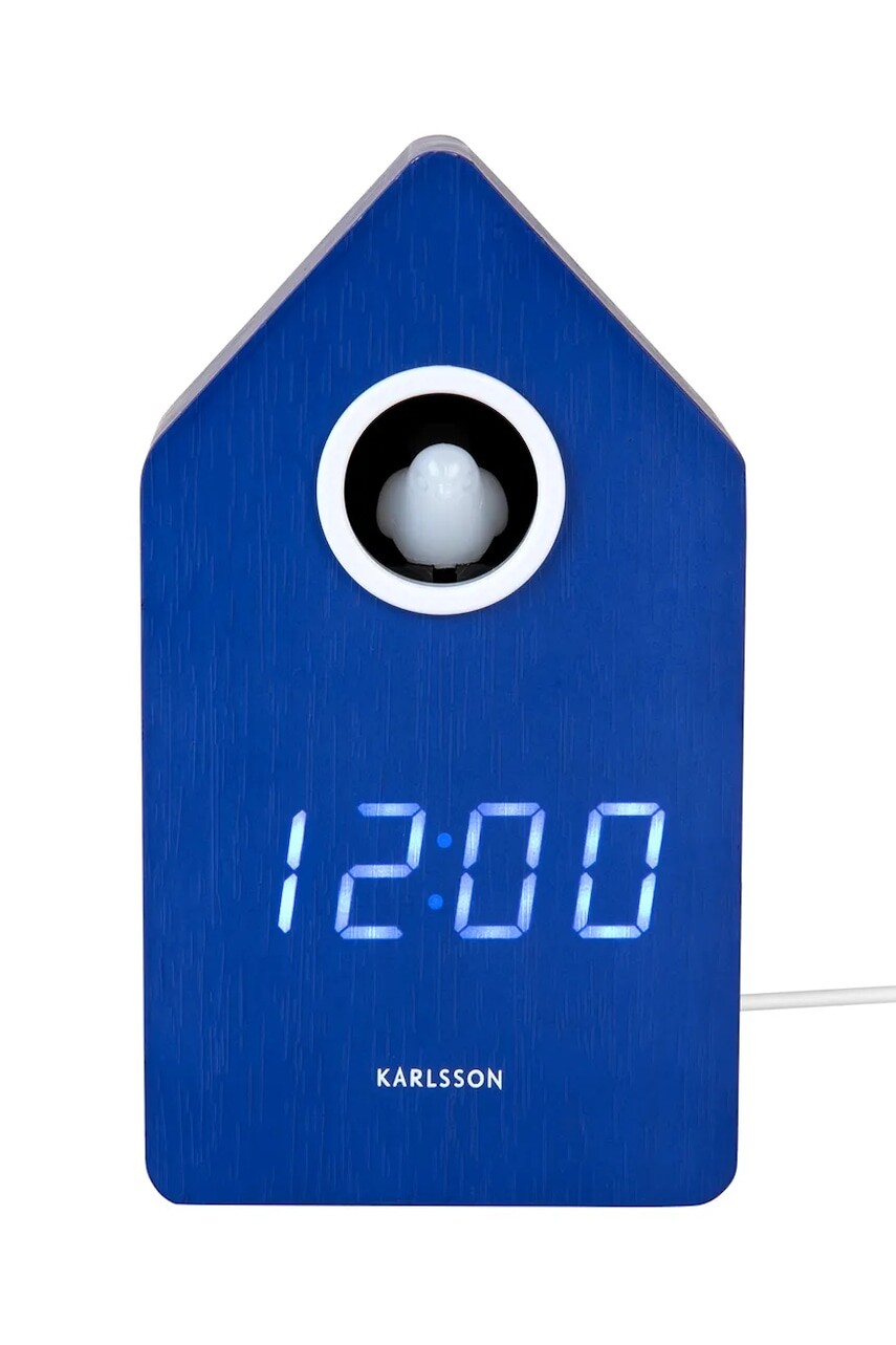 Kukučkové hodiny Karlsson Cuckoo LED 16 cm tmavomodrá farba