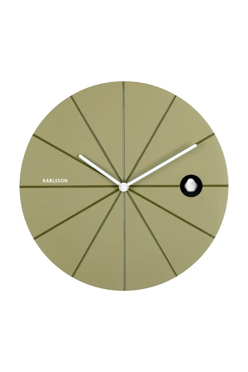 Nástenné hodiny s kukučkou Karlsson Destacado Cuckoo 28 cm zelená farba