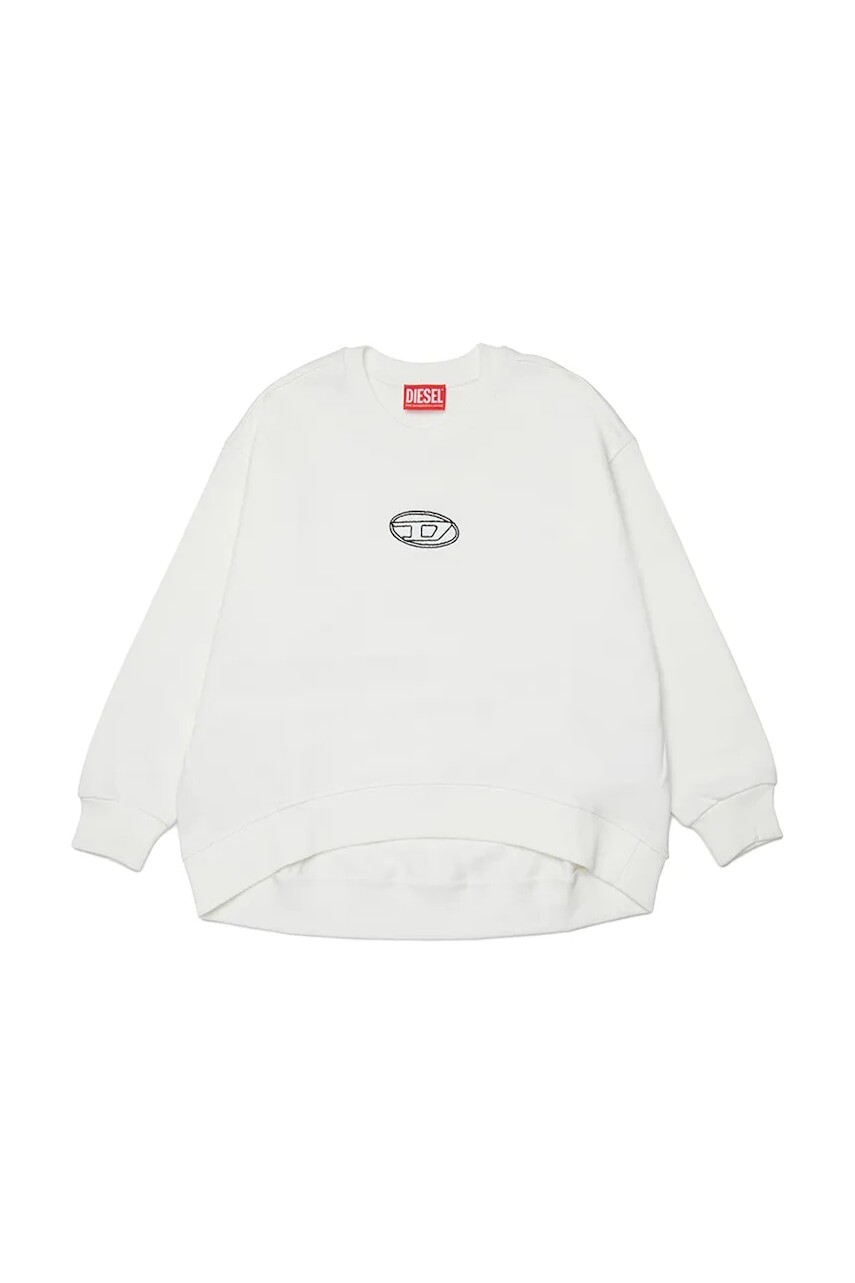 Detská bavlnená mikina Diesel SKIPRYS SWEAT-SHIRT biela farba, jednofarebná, J02621