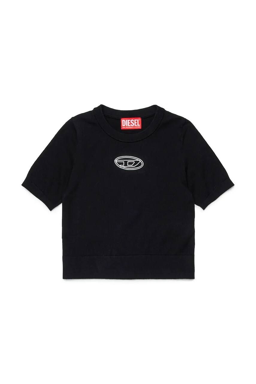 Detské bavlnené tričko Diesel KMARIGA KNITWEAR čierna farba, J02654