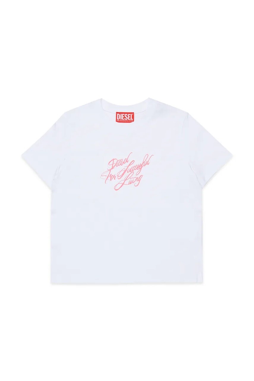 Detské bavlnené tričko Diesel TRIPIT T-SHIRT biela farba, J02597