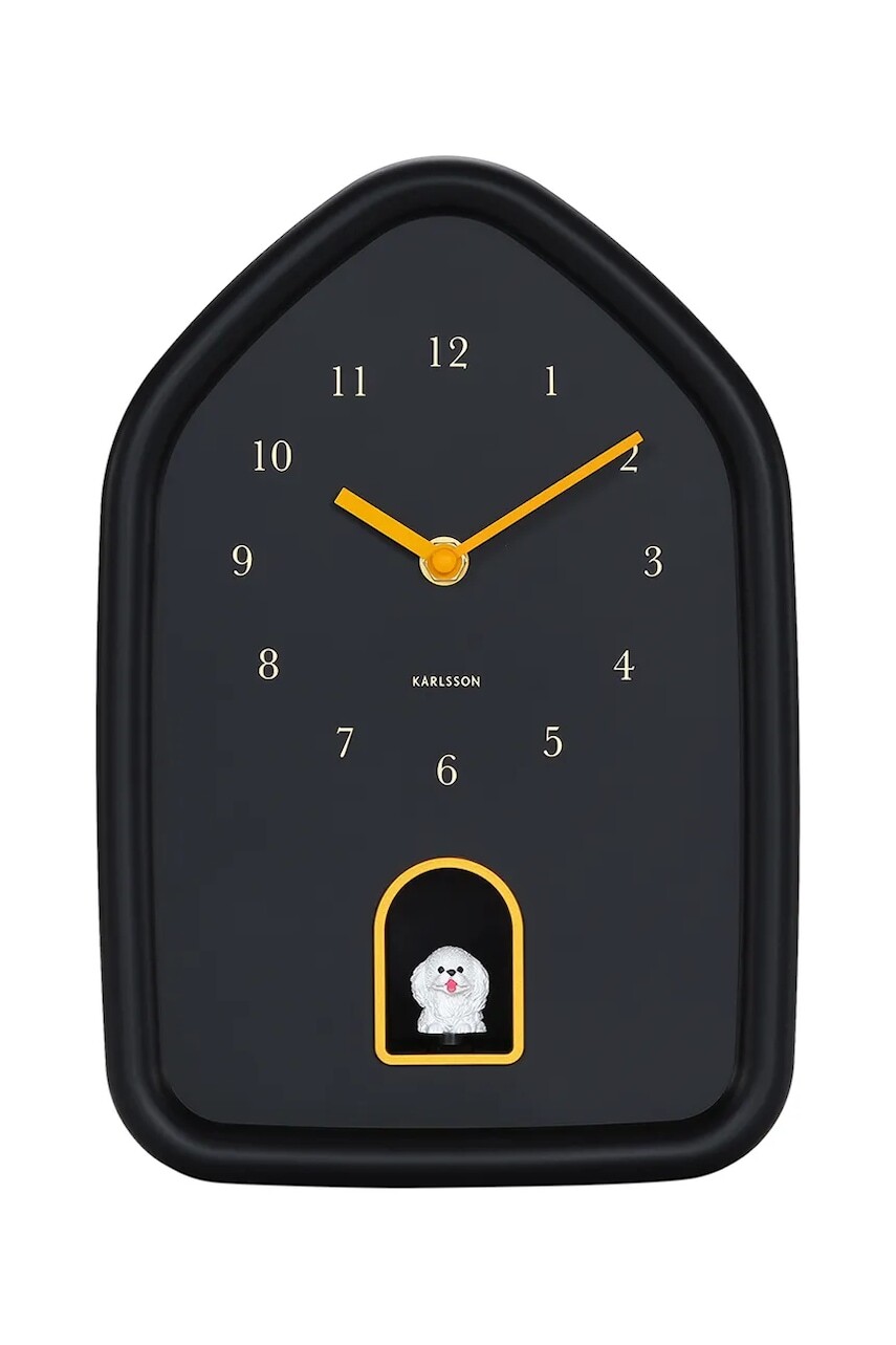 Nástenné hodiny so zvukom Karlsson Modern Doggy 29 x 20 cm čierna farba