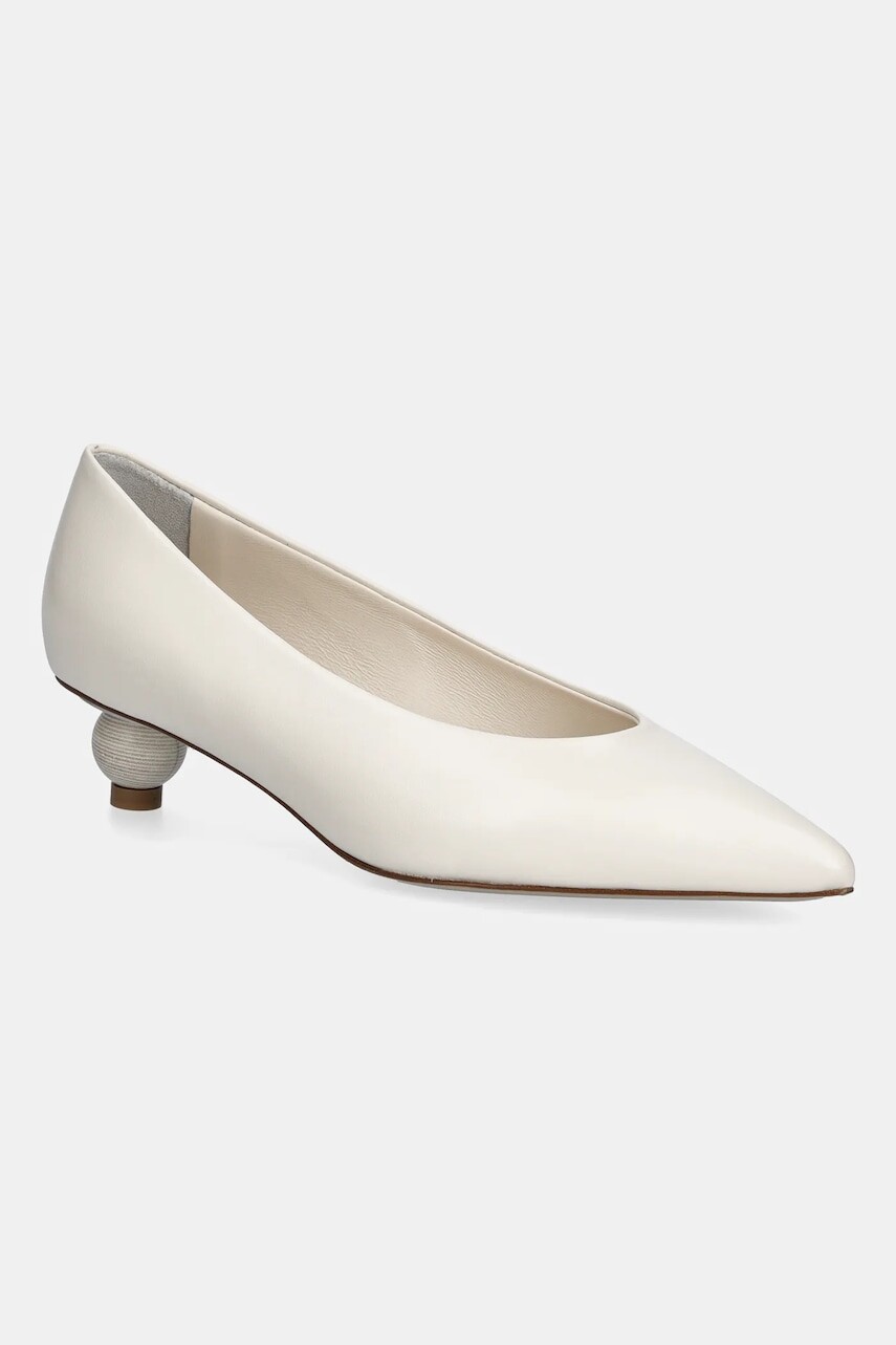 Kožené lodičky Weekend Max Mara Wkabacini béžová farba, na nízkom podpätku, 2615521134600