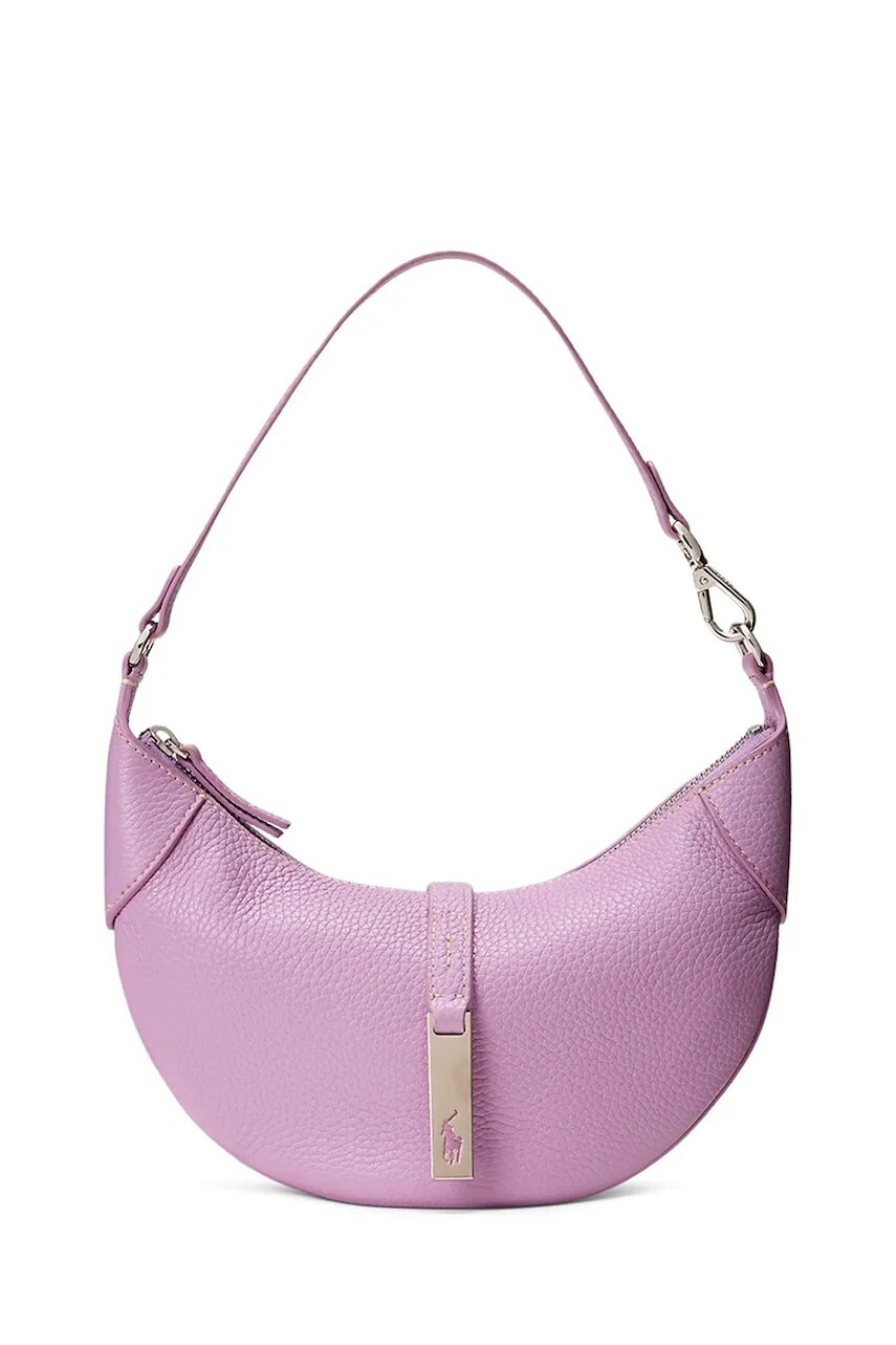 Kožená kabelka Polo Ralph Lauren fialová farba, 428929940