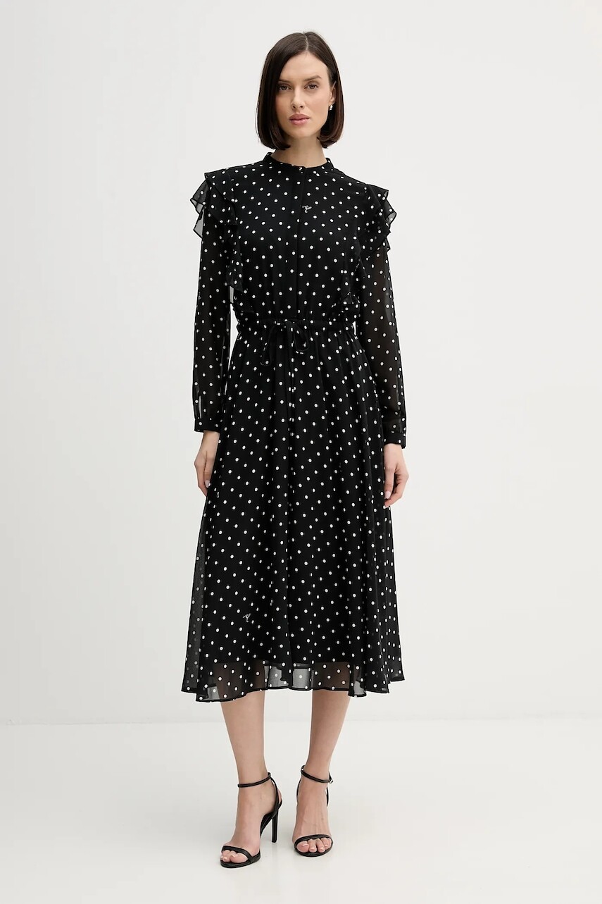 Šaty Joop! čierna farba, midi, áčkový strih, 30100092