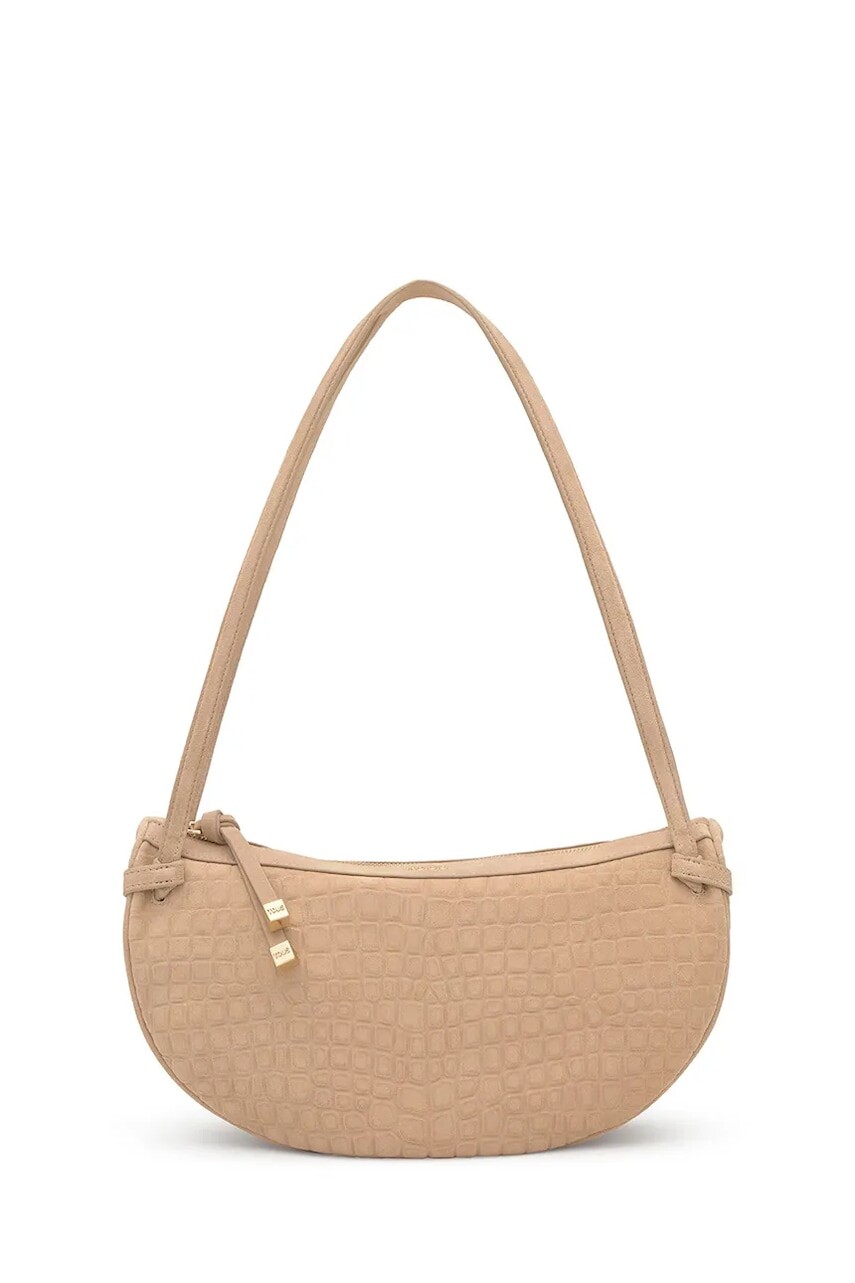 Semišová kabelka Tous Halfmoon béžová farba, 2002359001