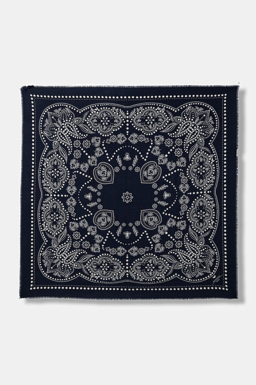 Šál s prímesou vlny Weekend Max Mara AEDUCATA tmavomodrá farba, vzorovaný, 2615541134600