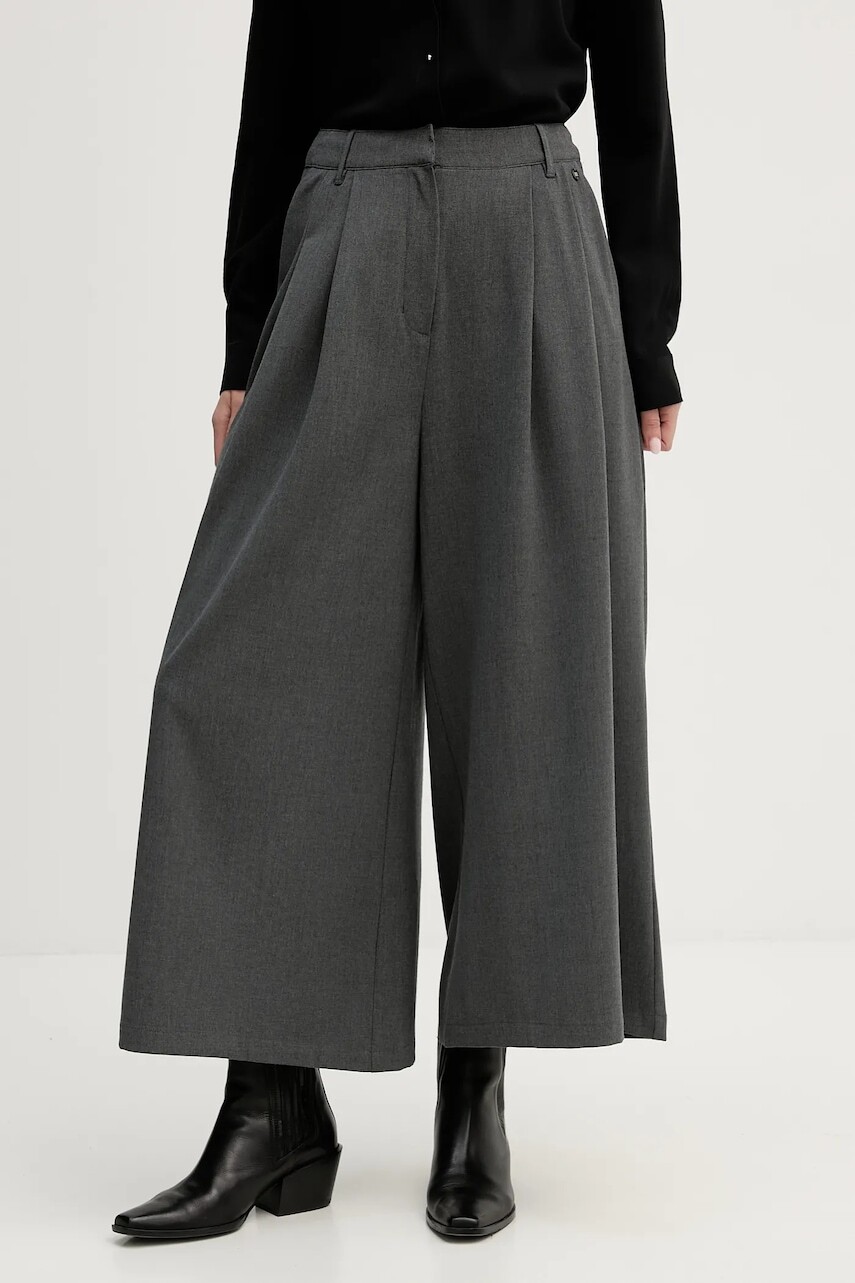 Nohavice Pedro del Hierro šedá farba, široké, vysoký pás, 7602527