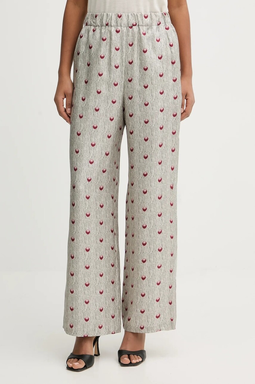 Hodvábne nohavice MM PIOVRA šedá farba, široké, vysoký pás, 2616131057600