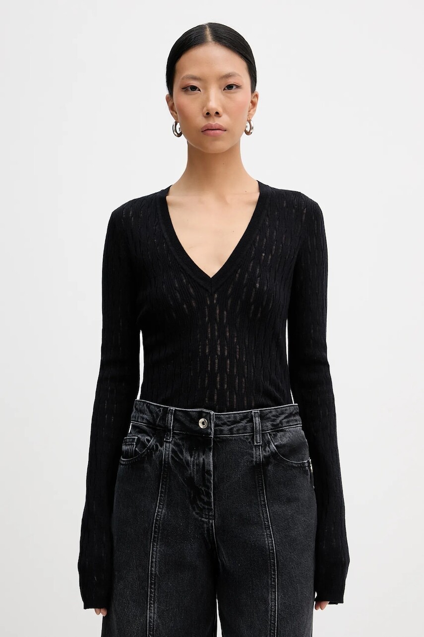 Sveter s prímesou vlny Patrizia Pepe čierna farba, ľahký, 8K0367 K307