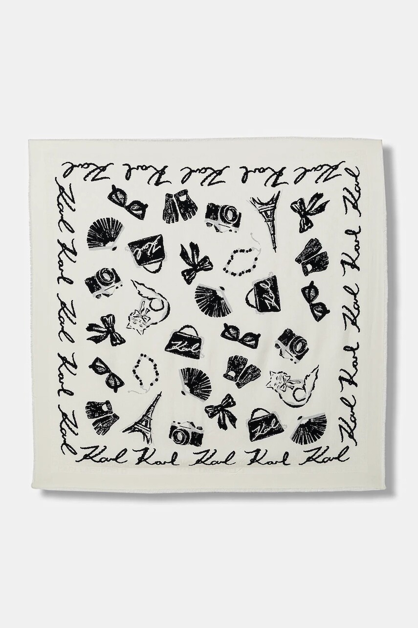 Šatka Karl Lagerfeld K/MONOGRAM béžová farba, vzorovaná, B1W33086