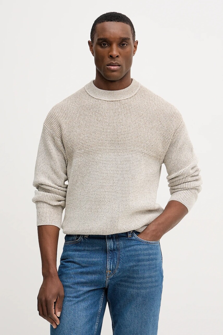 Sveter s prímesou vlny BOSS Orange Kartney béžová farba, 50555873