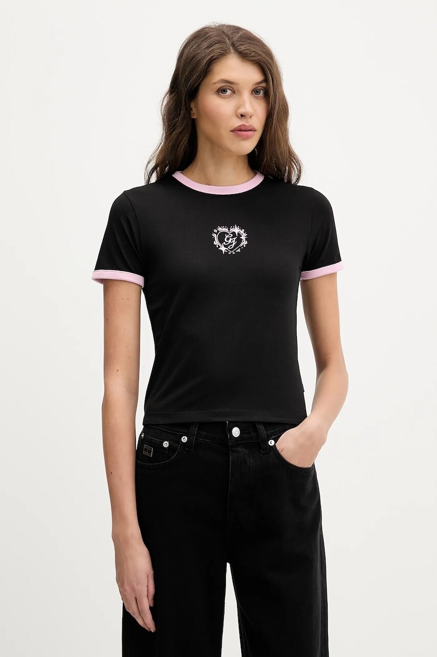 Tričko Guess Jeans dámske, čierna farba, W6RI16 J1314