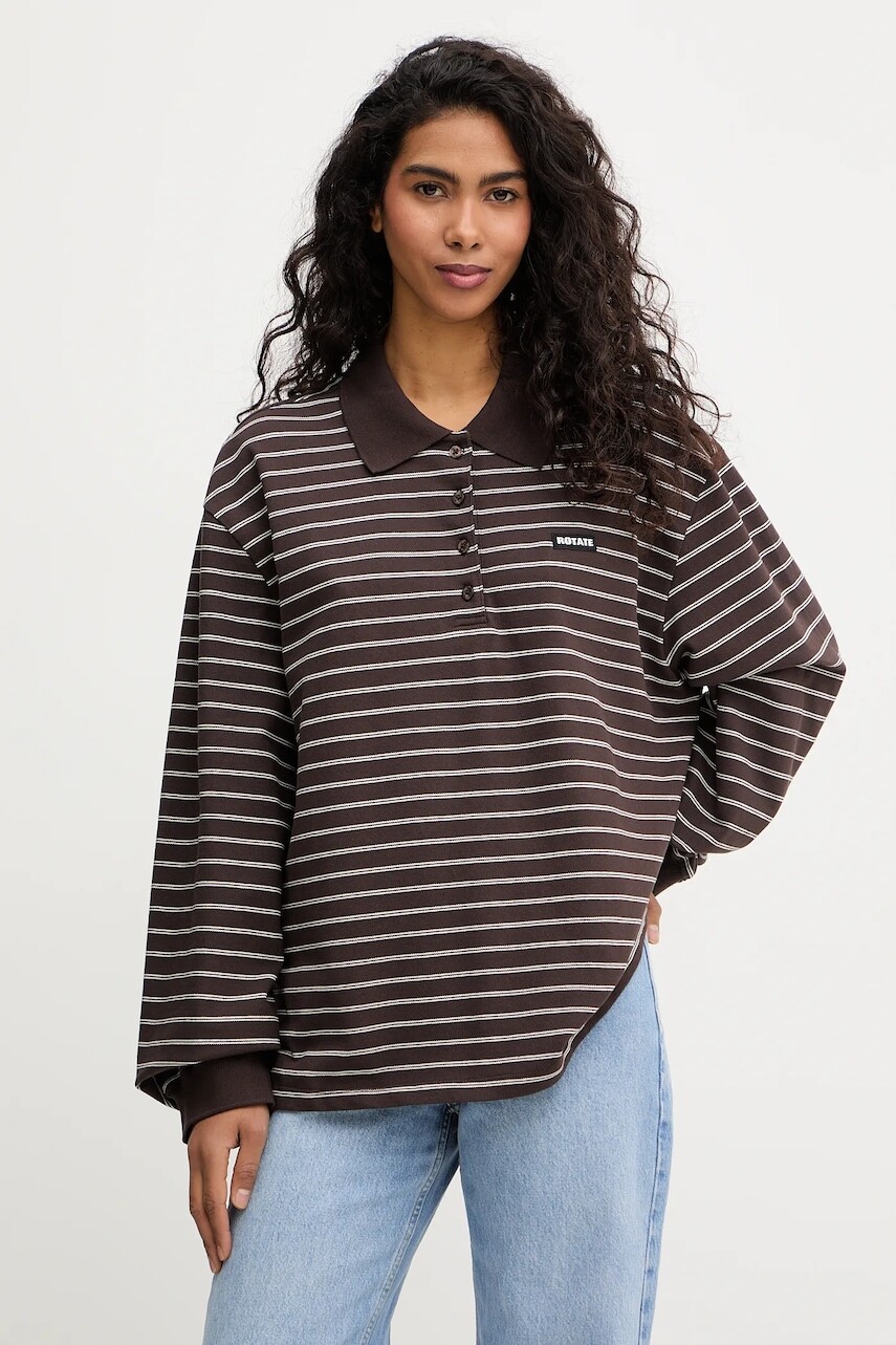 Tričko s dlhým rukávom Rotate hnedá farba, 1160033088