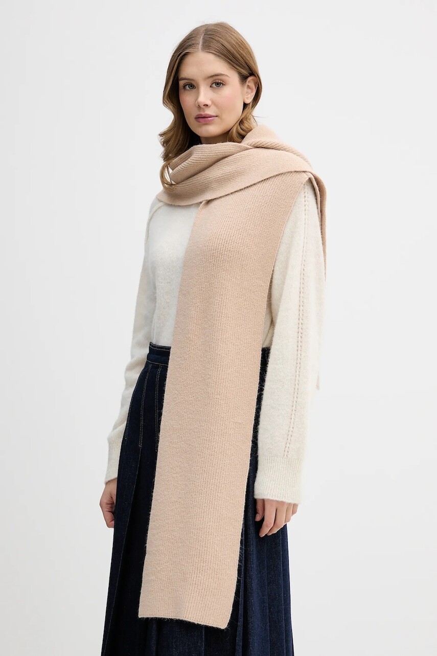 Šatka s kapucňou Pedro del Hierro béžová farba, jednofarebná, 4962472