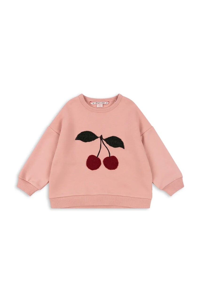 Detská bavlnená mikina Konges Sløjd LOU TERRY SWEAT SHIRT OCS ružová farba, s nášivkou, KS105642