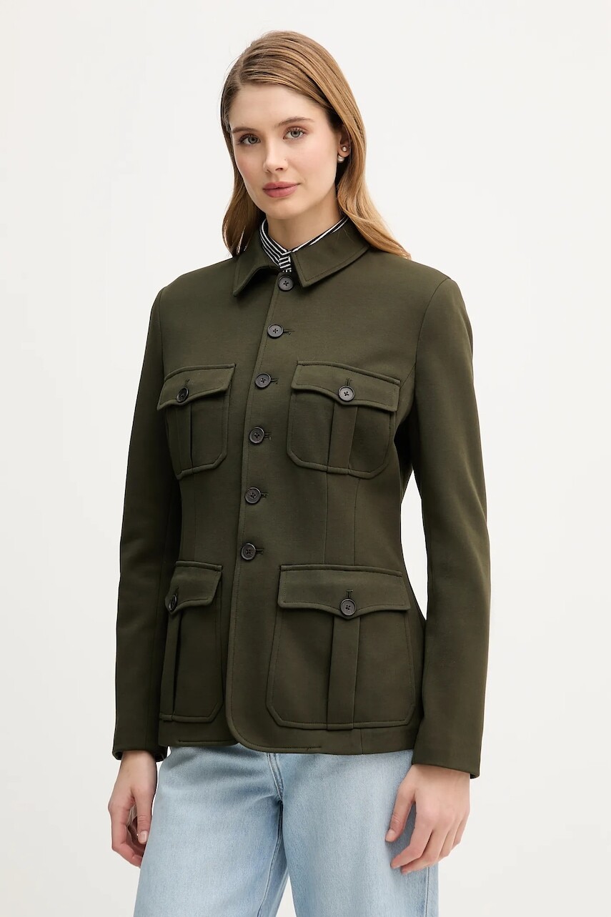 Sako Polo Ralph Lauren zelená farba, jednoradová, jednofarebná, 211A93159