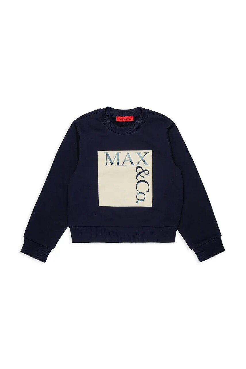 Detská bavlnená mikina MAX&Co. MAXS3F SWEAT-SHIRT tmavomodrá farba, s potlačou, MX0037