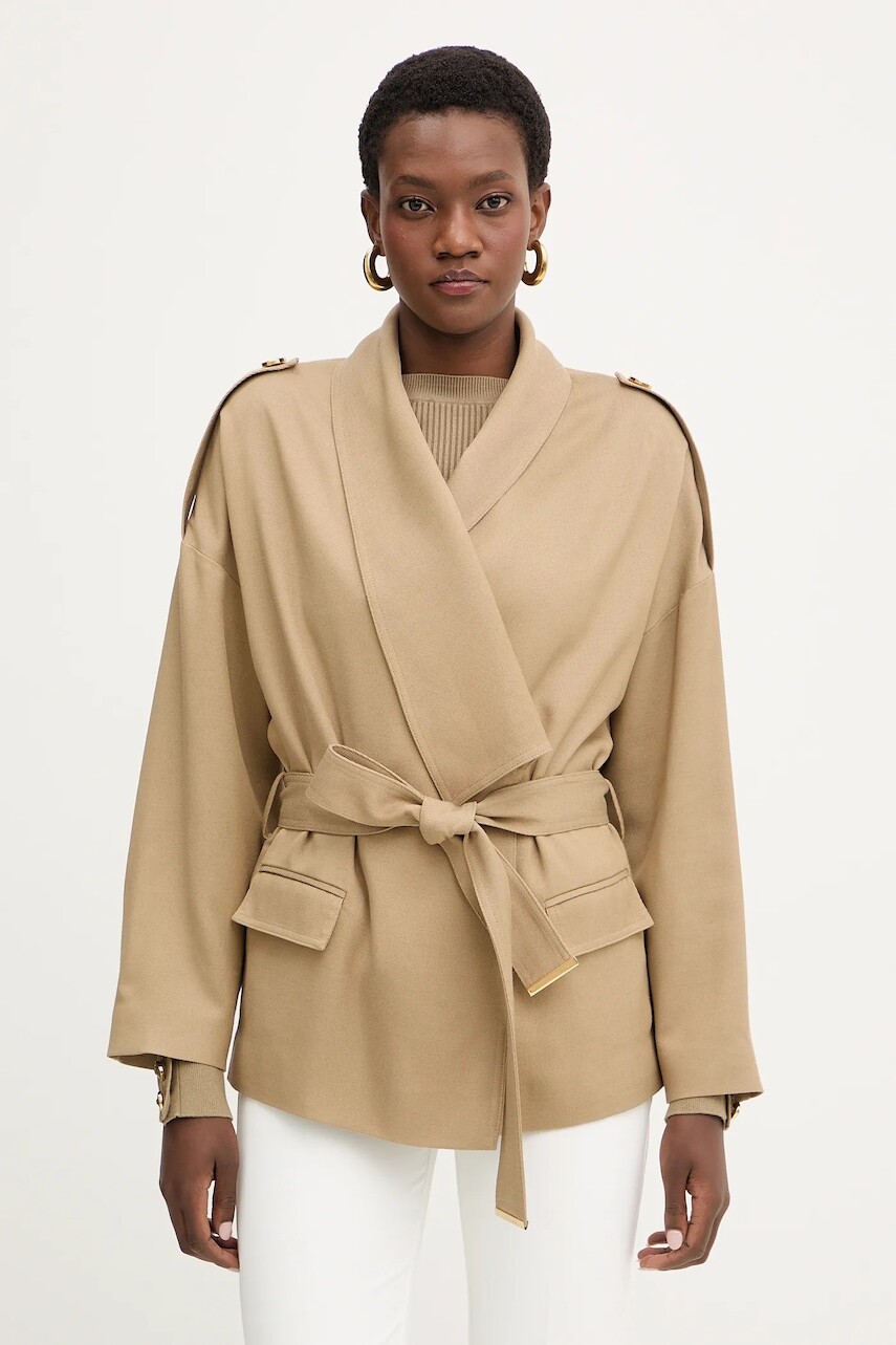 Kabát s prímesou vlny Marciano by Guess ABBY béžová farba, 6RGN13 7433A