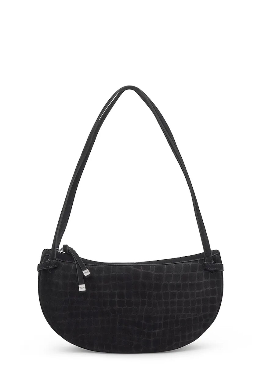 Semišová kabelka Tous Hombro Halfmoon čierna farba, 2002359051