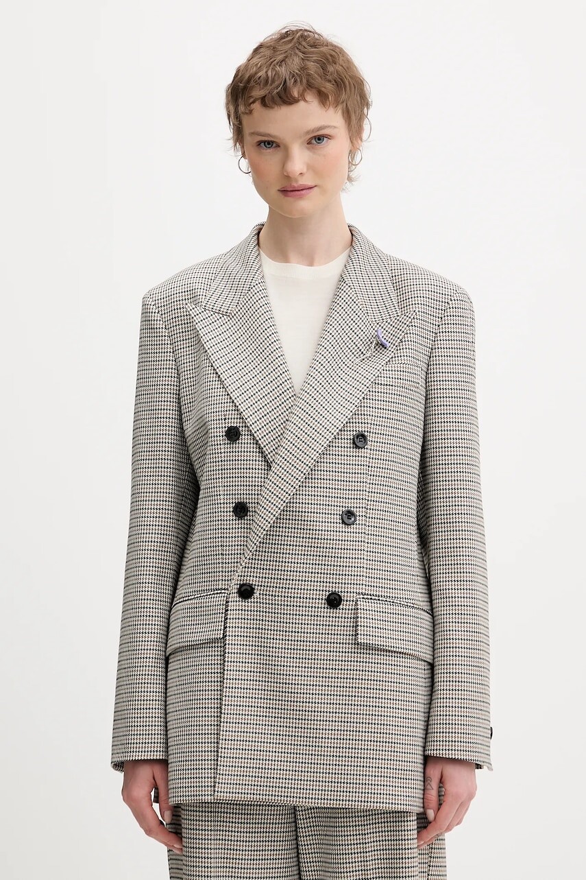 Sako HUGO Amalisa béžová farba, jednoradová, vzorovaná, 50554439