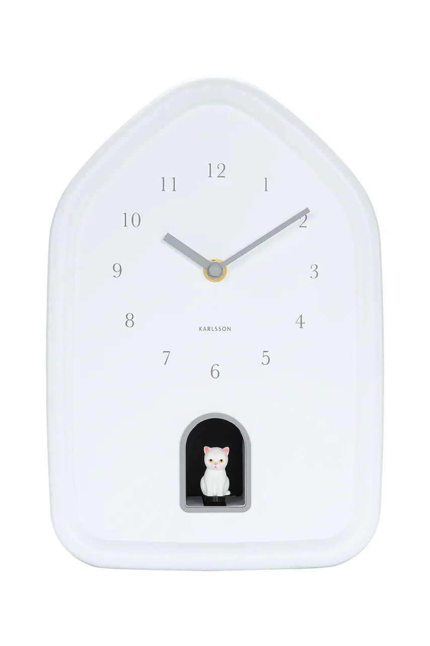 Nástenné hodiny so zvukom Karlsson Modern Kitty 20 x 29 cm biela farba