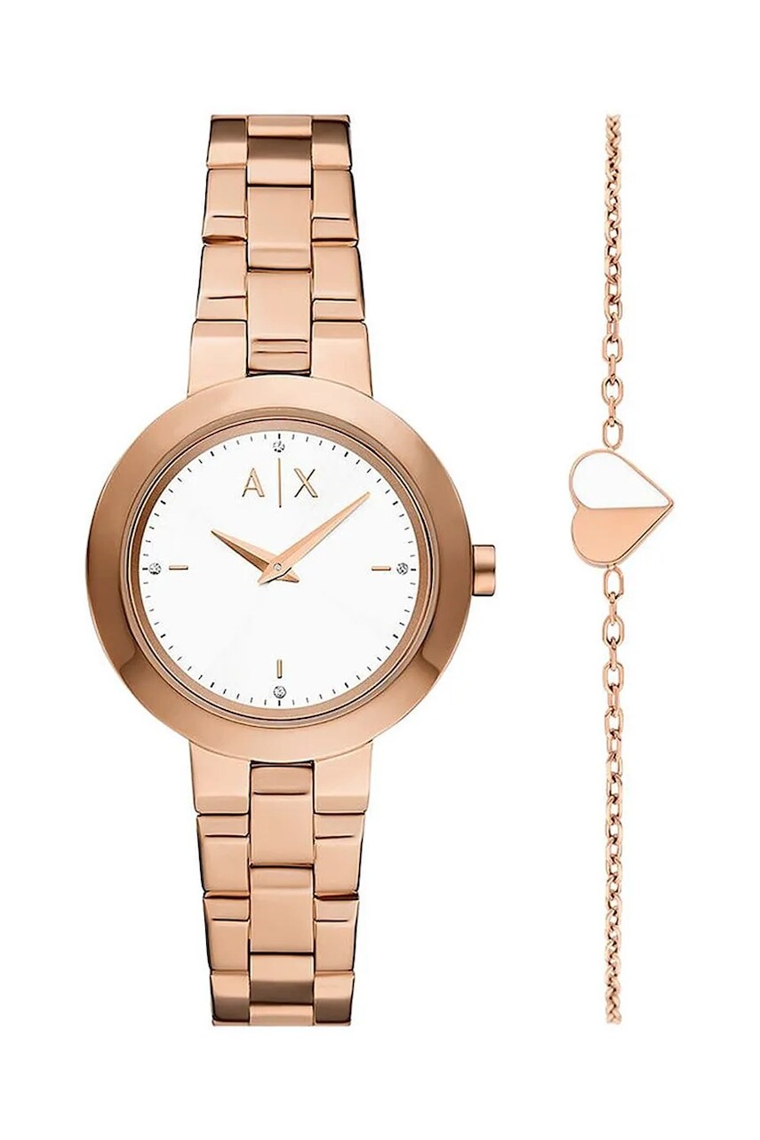 Hodinky a náramok Armani Exchange zlatá farba, AX7175SET