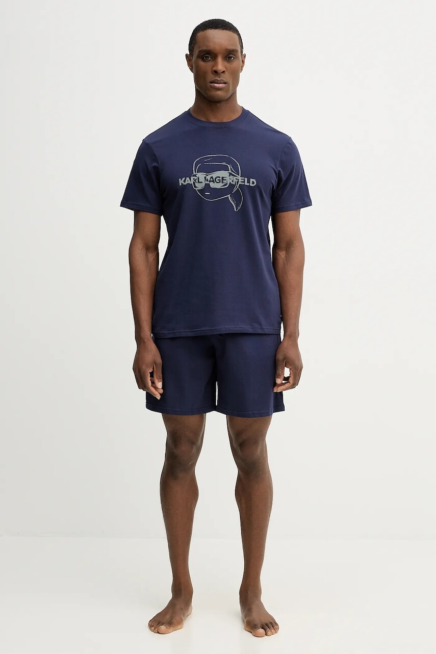 Pyžamo Karl Lagerfeld IKON pánske, tmavomodrá farba, s potlačou, B1M45005