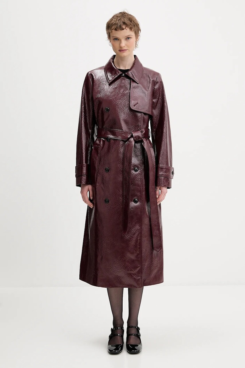 Trenčkot HUGO Misando-1 bordová farba, 50554264